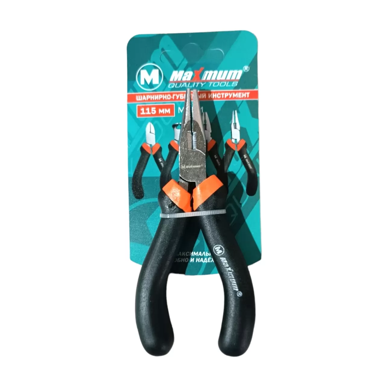 Длинногубцы мини 115 мм, CRV, резиновые рукоятки, черные, "MAXIMUM" MX 14336